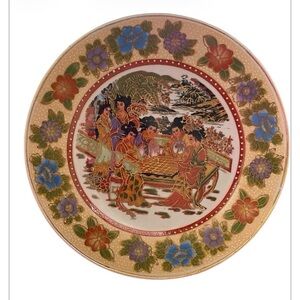 Vtg Japanese Satsuma Porcelain Plate HandPainted Gsisha 6” Decor Dish - Japan